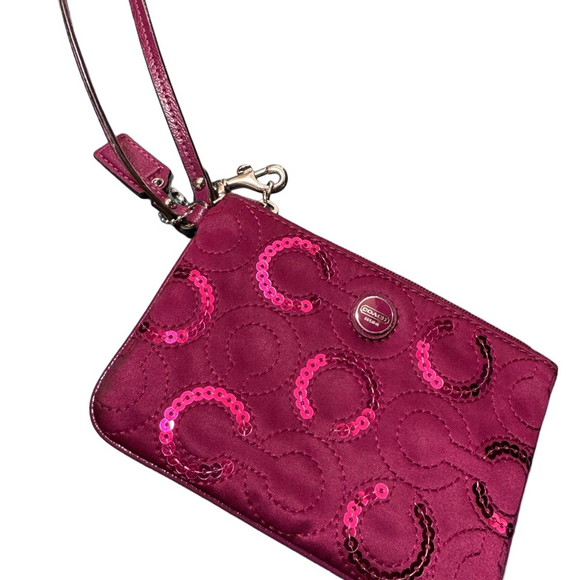 Coach Wine Wristlet with Sequin Accents
